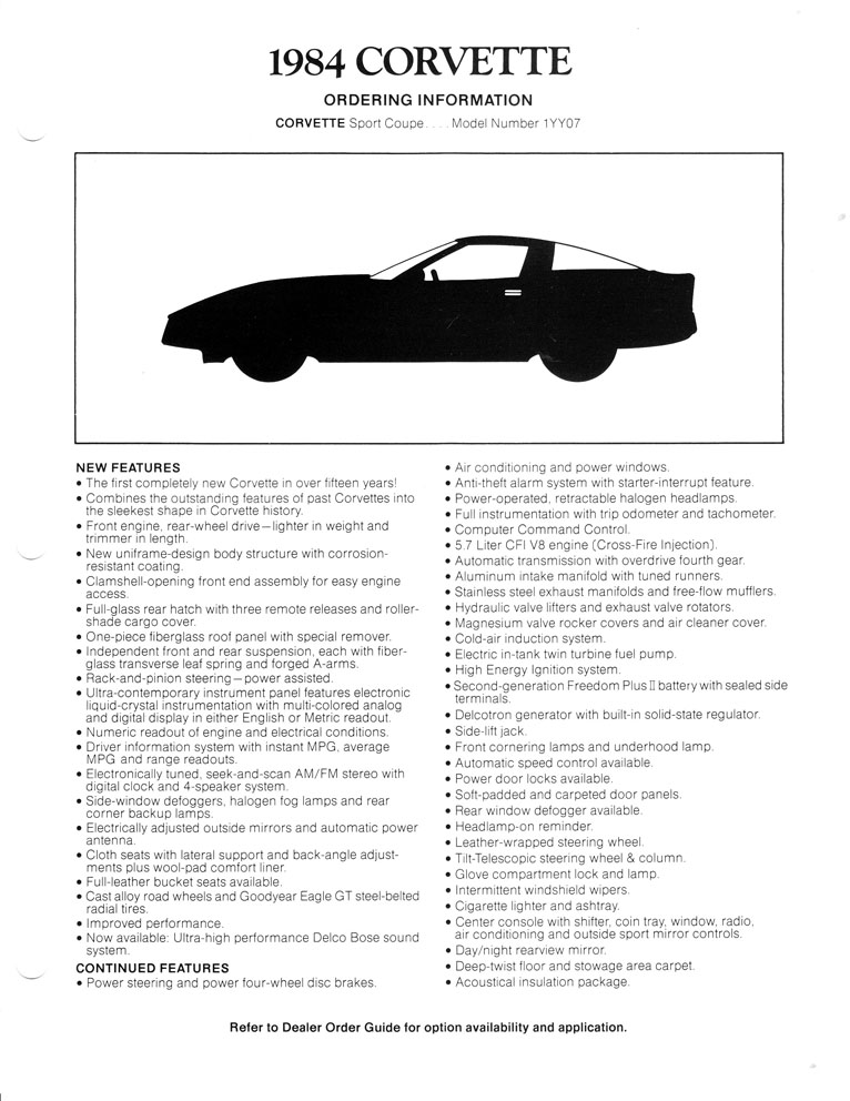 1984 Corvette Dealer Sales Album Page 12